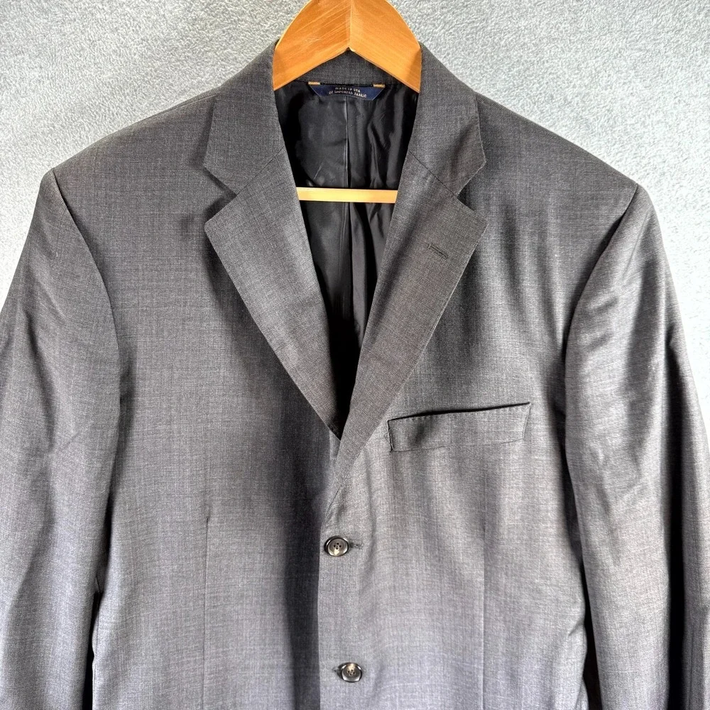 Brooks Brothers Ermenegildo Zegna Blazer Jacket Men 42 XL Gray Lined Notch Lapel